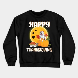 Catahoula Bulldog Seeing Turkey Dish Happy Halloween Thanksgiving Merry Christmas Day Crewneck Sweatshirt